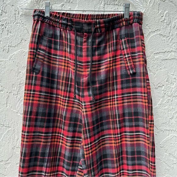 URBAN OUTFITTERS Plaid Pants Womens Medium Low Rise Drawstring Waist Academia - Picture 3 of 11